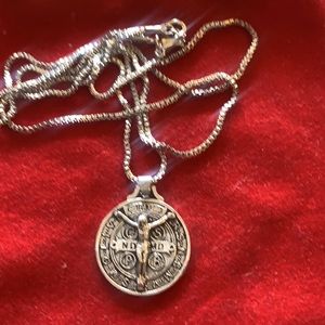 St Benedict Jesus Silver Necklace